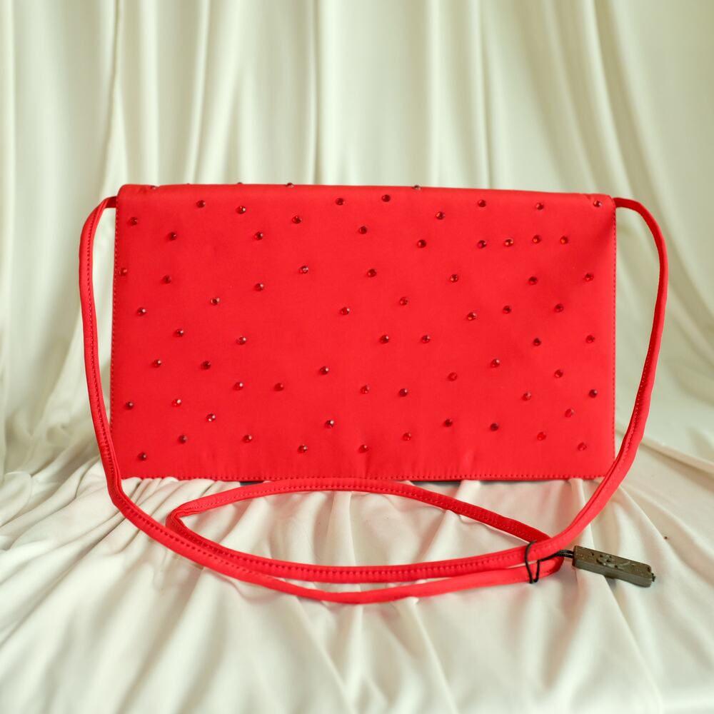Dolce & Gabbana Red Rhinestone Clutch - Crossbody Strap